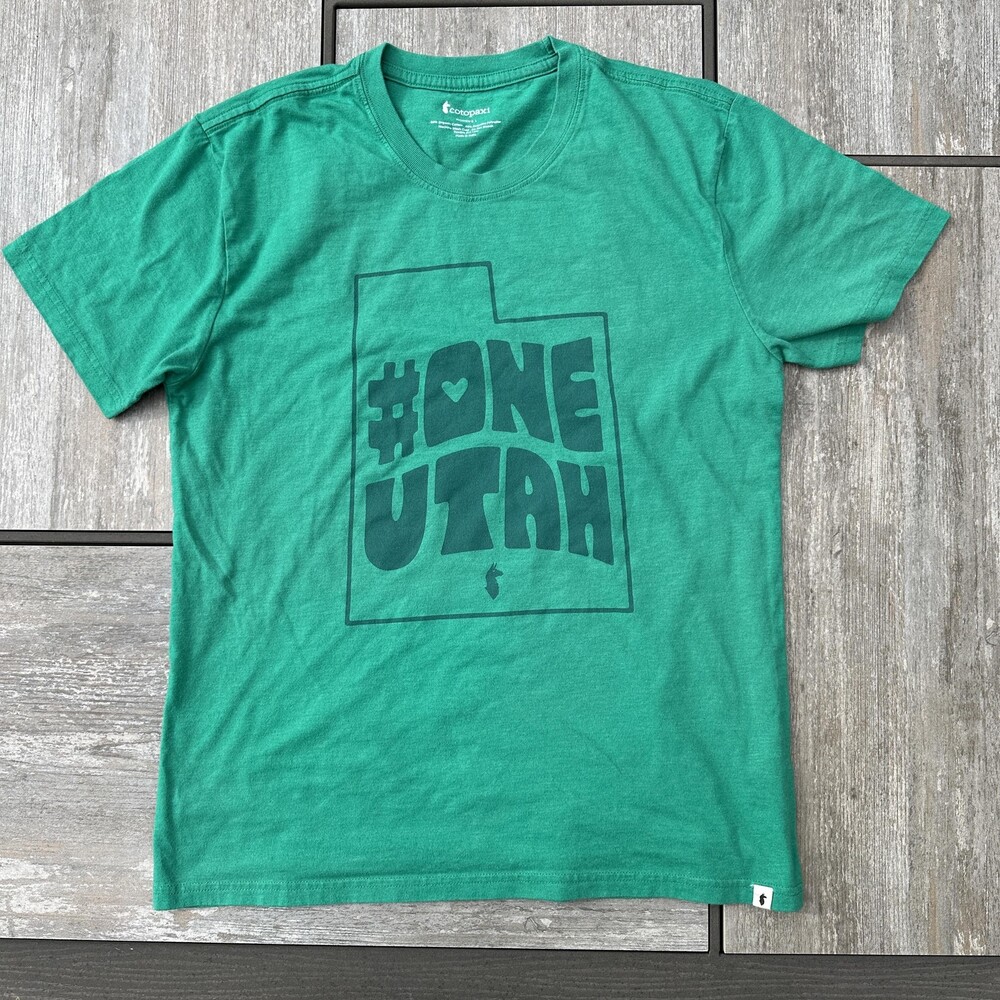 Cotopaxi Shirt Womens Large Green #One Utah Graphic Tee Organic Cotton Blend